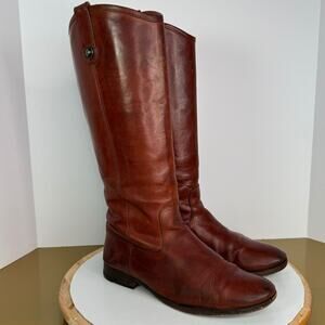Frye Melissa Button 2 Wide Calf Redwood Tall Riding Boots Sz 8B Equestrian Fall